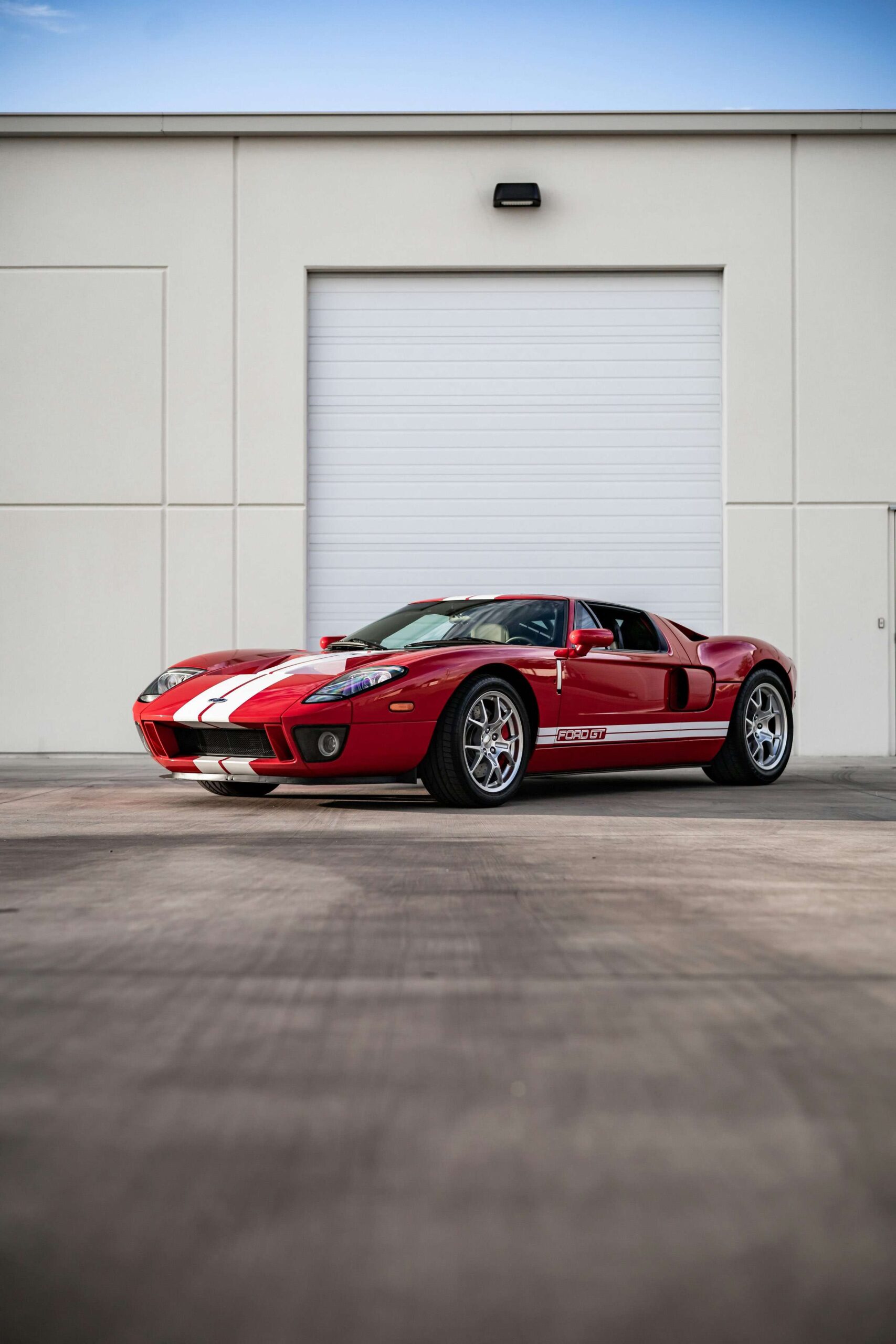 Front view of a Ford GT highlighting its aggressive stance and aerodynamics.